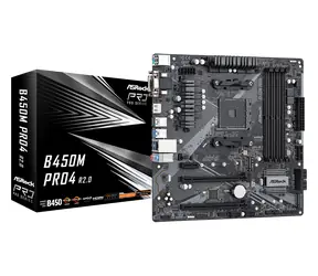 ASRock B450M Pro4 R2.0 / AMD B450 / DDR4 / SATA III / USB 3.0 / GLAN / sc.AM4 / mATX 