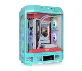 Thermaltake The Tower 600 mint/red / ATX / 4x USB-A 3.2 / 1x USB-C 3.2 / 2x140mm / bez zdroje / průhledná bočnice 