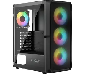 Logic Portos ARGB Midi černá / ATX / micro-ATX / mini-ITX / bez zdroje / 1 x USB 3.0 / 2 x USB 2.0 / průhledná bočnice