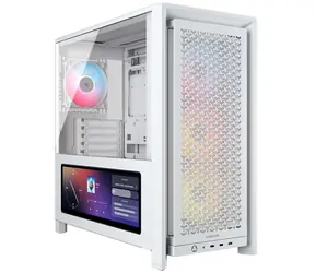 Corsair FRAME 4000D LCD RS ARGB bílá / E-ATX / 3x USB-C / 4x 120mm PWM ARGB / bez zdroje / LCD / průhledná bočnice 