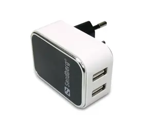 Sandberg USB AC nabíječka / 2 USB / 110-240V / 3400 mA / černo-bílá