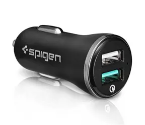 Spigen F27QC 3.0 duální autonabíječka černá / 2x USB 2400mAh + QuickCharge 3.0