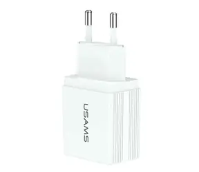 USAMS CC090 T24 2.1A Dual USB Cestovní Nabíječka bílá
