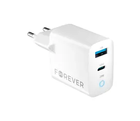 Forever TC-06-20AC Rychlonabíječka do sítě bílá / 1x USB-C 1x USB 20W / PD / QC 