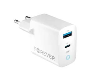 Forever GaN TC-06-33AC Rychlonabíječka do sítě bílá / 1x USB-C 1x USB 33W /  PD / QC 