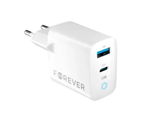 Forever GaN TC-06-65AC Rychlonabíječka do sítě bílá / 1x USB-C 1x USB 65W / PD / QC 