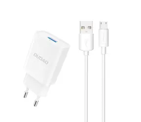 Dudao A4EU síťová nabíječka / USB-A / 2.1A / micro USB kabel / bílá