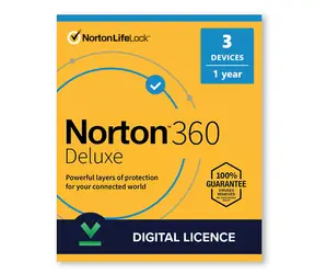 Norton 360 Deluxe - licence na předplatné (1 rok) - 3 zařízení / cloudové úložiště 25 GB - stažení - ESD