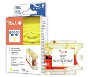 Peach inkoustová náplň XL žlutá s cipem, kompatibilní s Brother LC-1000y, LC-970y