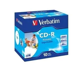 VERBATIM CD-R (10ks) Jewel / Printable / 52x / 700MB
