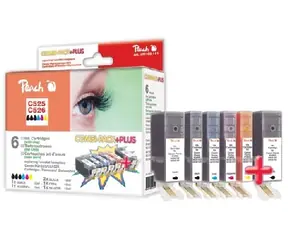Peach Combi Pack Plus s cipem Remanufactuer, XL-výnos, kompatibilní s Canon CLI-526,  PGI-525