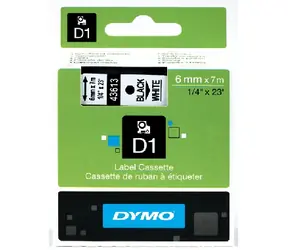 Dymo páska 6 mm / páska bílá / písmo černé