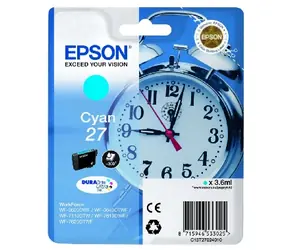 EPSON DURABrite Ultra Ink 27 / originální cartridge / 3,6 ml / azurová