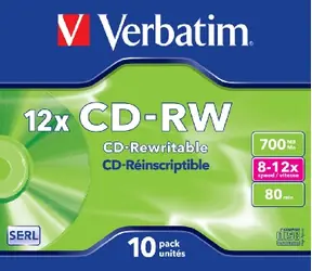 Verbatim CD-RW / 700 MB / 80 min / 10x / 10ks jewel case
