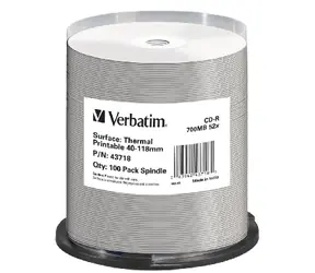 Verbatim CD-R D/ 700MB / 52x / Thermal Printable / no-ID / 100ks cake