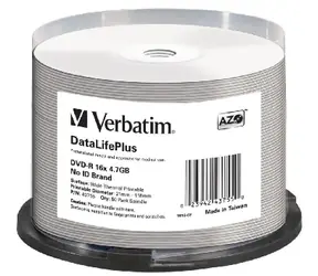 Verbatim DVD-R DataLifePlus / 4.7GB / 16x / Wide Thermal Printable / no-ID / 50 pack Spindle