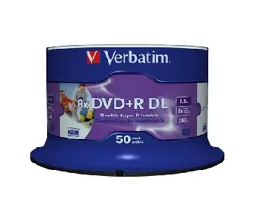 Verbatim DVD+R DL Wide Inkjet Printable 50ks / 8.5 GB / 8x