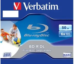 Verbatim BD-R. Dual Layer Printable. 50GB. jewel box. 43736. 6x. 1 ks. pro archivaci dat