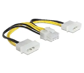 DeLock napájecí kabel 8 pin EPS - 2 x 4 pin molex / 15cm