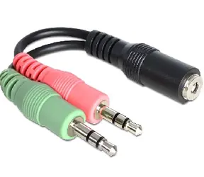 Delock adaptér stereo jack 3.5 mm 4 pin samice > 2 x stereo jack 3.5 mm 3 pin samec