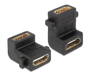 Delock adaptér HDMI A samice - samice / s otvory pro šroubky / pravoúhlý 90°