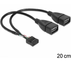 Delock kabel 2x USB 2.0 A samice na pinový konektor