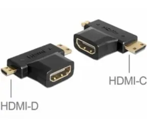 DeLock adaptér HDMI A samice > HDMI C + HDMI D samec