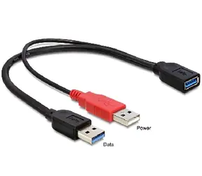 DeLock kabel USB 3.0 A samice > USB 3.0 A samec + USB 2.0 A samec / 30cm