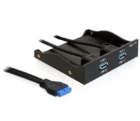 DeLock přední panel do 3.5" pozice / 2x USB 3.0 / černý 