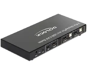 DeLock KVM Switch pro PC a Mac / 2 PC / 2 DisplayPort na 1 / USB / audio / kabeláž