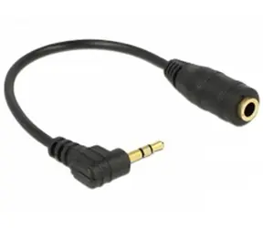 DeLock audio stereo kabel 2.5 mm samec pravoúhlý na 3.5 mm samice / 3 pin / 14 cm