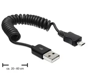 DeLock kabel USB 2.0 A samec <¦-> USB micro B samec / kroucený kabel