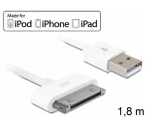 Delock USB napájecí a datový kabel iPod, iPhone, iPad / bílý / 1.8 m