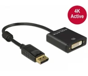 Delock adaptér Displayport 1.2 samec <-> DVI samice 4K aktivní černá