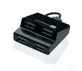 CONNECT IT STEP USB hub černá / 4x USB