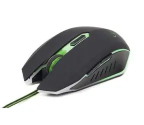 Gembird MUSG-001-G / herní optická myš / 2400 DPI / 6-tlačítková / USB / černá s zeleným podsvícením