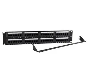 Gembird NPP-C648CM-001 / patch panel 19" / 48 port 2U cat.6e / se zadní organizací kabelů / černý