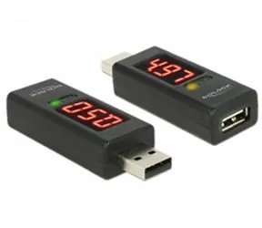 DeLock adaptér USB 2.0 A samec > A samice s LED indikátory voltů a ampérů