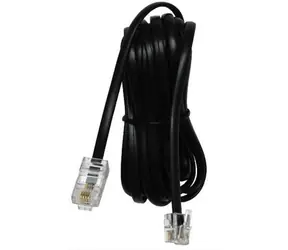 Telefonní kabel / 4 žíly / plochý / RJ-45 - RJ11 / 10m / černý