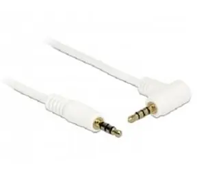 Delock kabel Stereo Jack 3.5 mm 4 pin samec > samec / úhlový / 0.5m / bílý