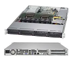 SUPERMICRO 1U server (SYS-6018R-TDW) / 2x LGA2011-3 / iC612 / 16x DDR4 ECC R / 4x SATA3 HS (3.5") / 2x1GbE / 600W