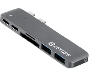 eSTUFF USB-C Slot-in Hub Pro šedá / 2 x USB 3.0 / 1 x USB-C / 1 x Thunderbolt 3 / čtečka karet