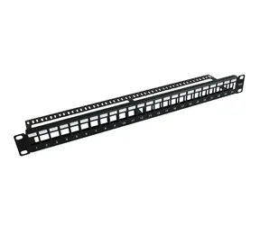 MicroConnect Prázdný kovový patch panel 24 portů pro 1U rack 19" bez kabelového manažeru černá