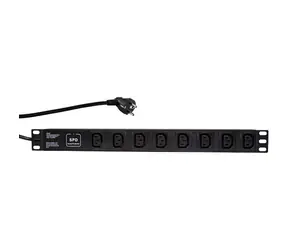 LogiLink PDU8A01 černá / Vícenásobná zásuvka pro server / 8x C13 / 2m / až 3500W