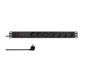 LogiLink PDU7C02 černá / Vícenásobná zásuvka pro server / přepěťová ochrana / 7x Zásuvka typ F / 2m / až 3600W