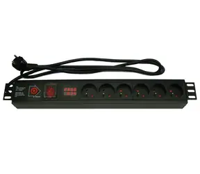 XtendLan ZASUVKA6N-VM-19 / Rozvodný panel 19" / 6x 230V / nadproudová ochrana / měření spotřeby