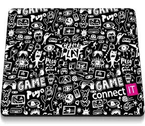 CONNECT IT CMP-1120-SM DOODLE černá / Herní podložka pod myš / 320 x 265 x 3 mm