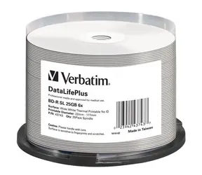 Verbatim BD-R 25GB 25k/ Single Layer Wide White Thermal Printable / 6x / cake box