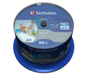 Verbatim BD-R SL 25GB 50ks / Hard Coat protective layer Wide Inkjet Printable / 6x / pro archivaci dat / Spindle