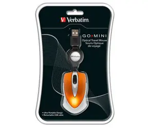 Verbatim Go Mini oranžová / optická myš / 1000DPI / 3tlačítka / 1 kolečko / drátová (USB)